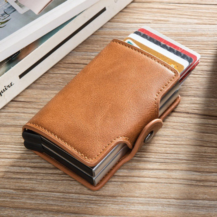 Automatic Pop-up Card Holder Metal Card Box RFID Credit Card Bank Card Box Wallet(Brown) - free shipping - PMC TechLife - Order now!