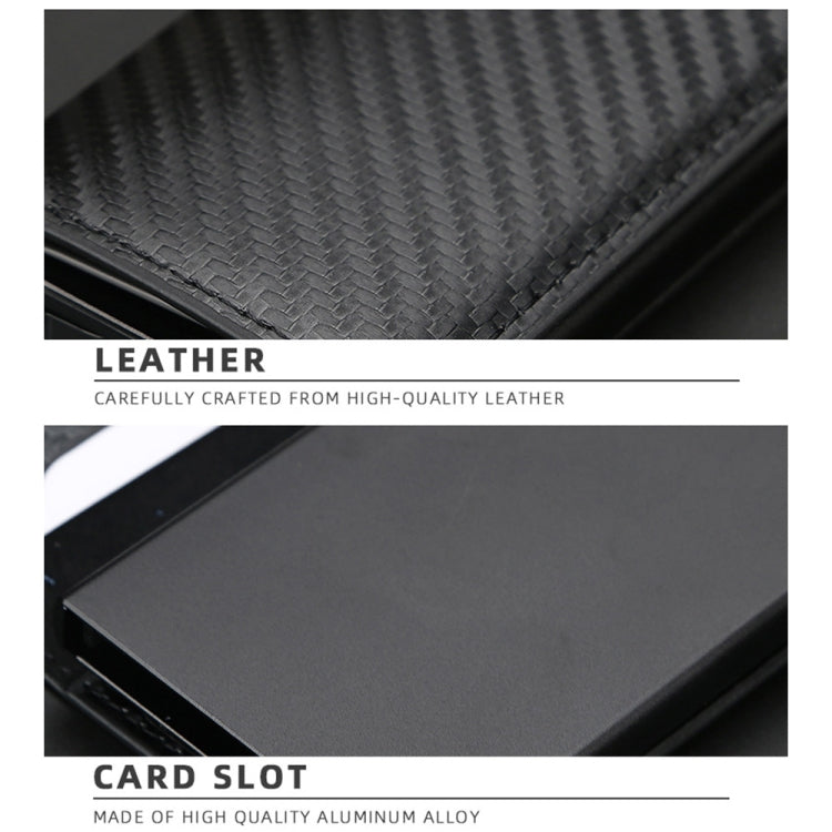 Baellerry RFID Anti-theft Plaid Leather Wallet Metal Aluminum Box Automatic Eject Type Card Holder(Black) - Antimagnetic RFID Package by Baellerry | Online Shopping South Africa | PMC Jewellery | Buy Now Pay Later Mobicred