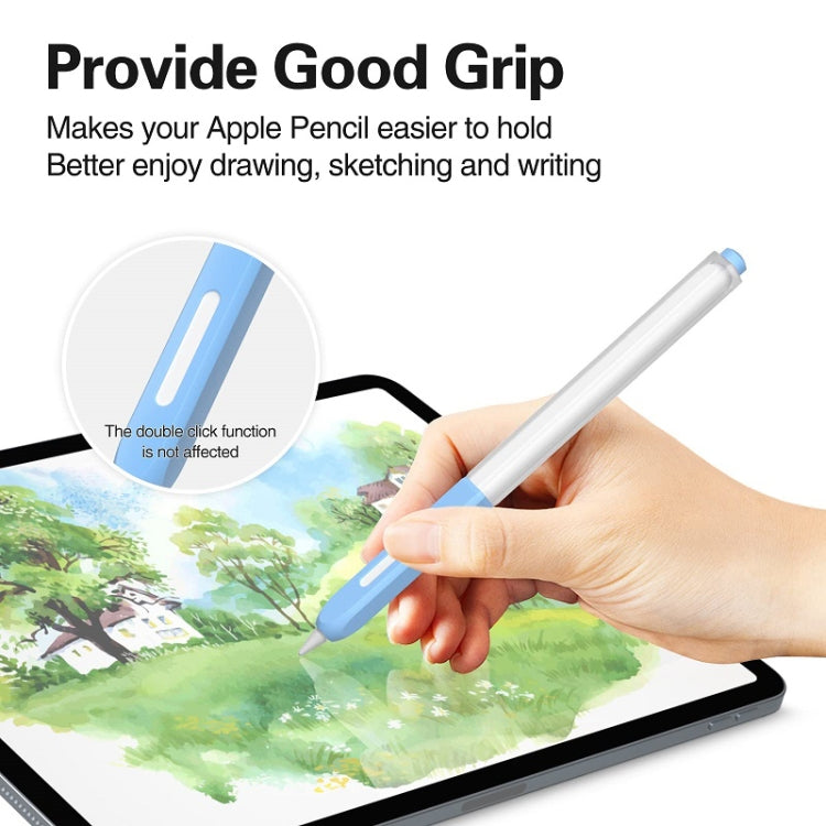 For Apple Pencil 2 Non-Slip Anti-Fall Translucent Segmented Pen Case(Crescent White) - Pencil Accessories by PMC TechLife | Online Shopping South Africa | PMC TechLife