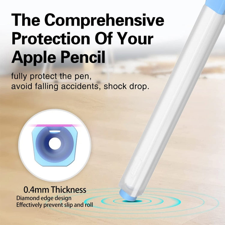 For Apple Pencil 2 Non-Slip Anti-Fall Translucent Segmented Pen Case(Crescent White) - Pencil Accessories by PMC TechLife | Online Shopping South Africa | PMC TechLife