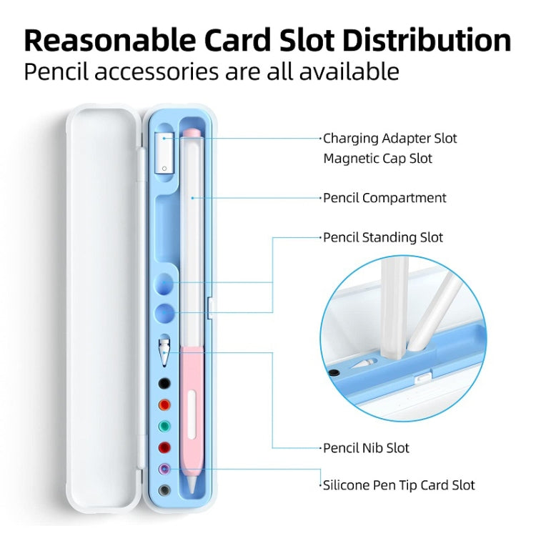 For Apple Pencil 1/2 Capacitance Pen Adapter Accessory Storage Box(Sakura Pink) - Pencil Accessories by PMC TechLife | Online Shopping South Africa | PMC TechLife