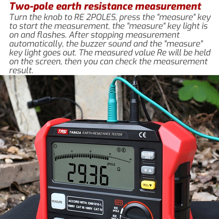 TASI TA862A Ground Resistor Tester Grounding Voltage Measurement High Precision Digital Resistance Meter - Battery & Resistance Tester by TASI | Online Shopping South Africa | PMC Jewellery | Buy Now Pay Later Mobicred