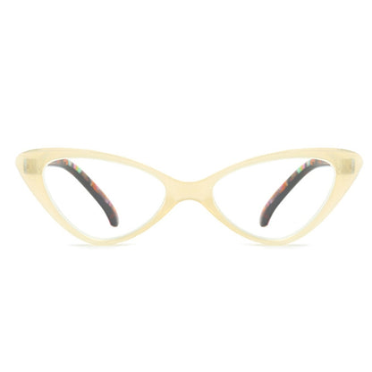 Street Stall Triangular Cat Eye Presbyopic Glasses, Degree: +400(Light Yellow) - Presbyopic Glasses by PMC Jewellery | Online Shopping South Africa | PMC Jewellery