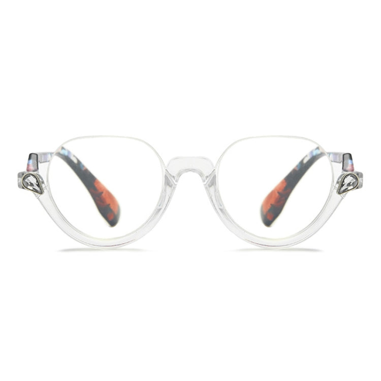 Diamond Studded Cat Eye Presbyopic Glasses Half-frame Fish-filament Glasses Unisex, Degree: 150(Transparent Flower Feet) - Presbyopic Glasses by PMC Jewellery | Online Shopping South Africa | PMC Jewellery