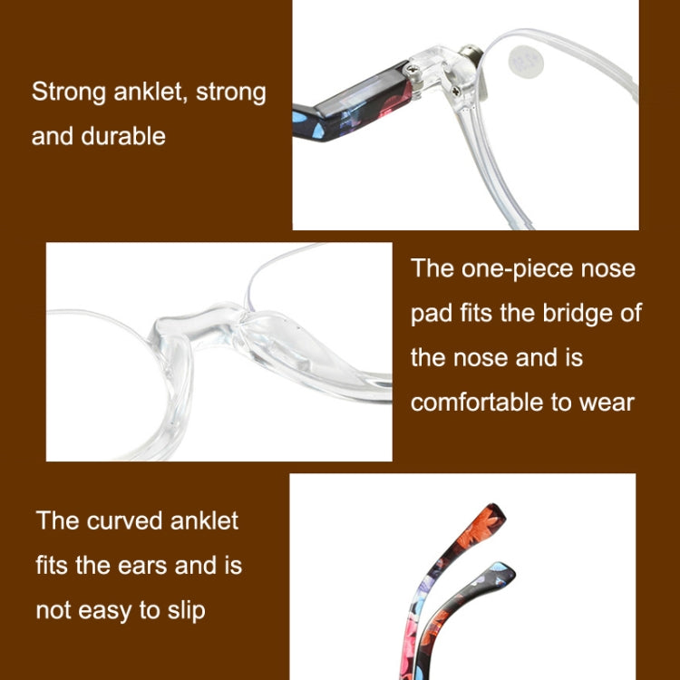 Retro Flexible Durable Portability HD Presbyopic Glasses +300(Beanflower) - Presbyopic Glasses by PMC Jewellery | Online Shopping South Africa | PMC Jewellery