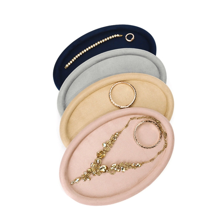 30x20x1.8cm Jewelry Tray Ring Velvet Leather Oval Empty Plate Earrings Necklace Jewelry Display Plate(Pink) - Jewelry Storages by PMC Jewellery | Online Shopping South Africa | PMC Jewellery