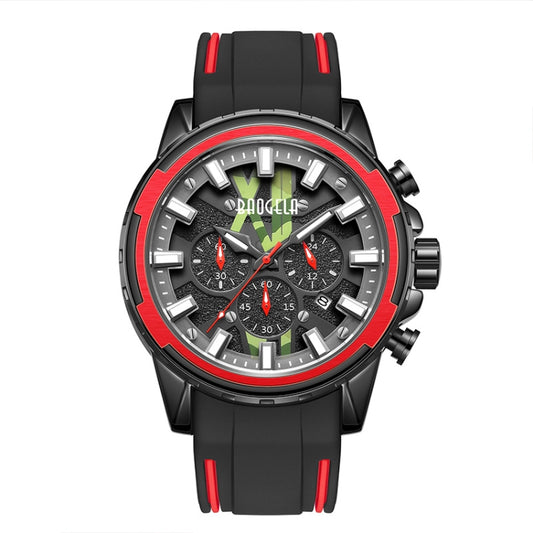 BAOGELA 22602 Sports Watch Luminous Waterproof Multi-function Chronograph Large Dial Men Watch(Black Shell Red Surface) - Sport Watches by BAOGELA | Online Shopping South Africa | PMC Jewellery
