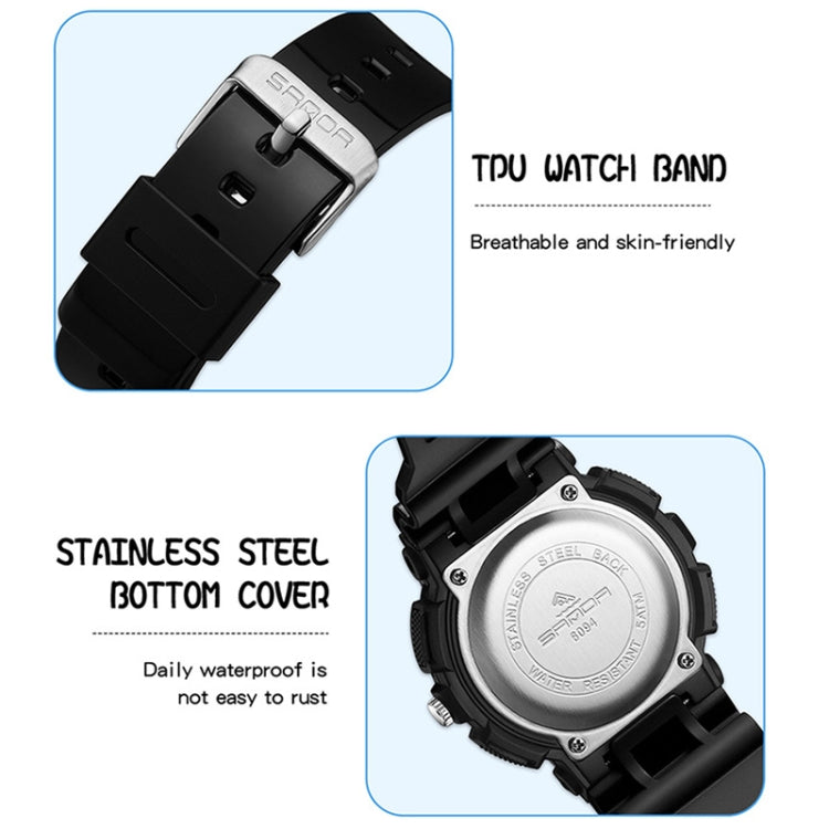 SANDA Small Fresh Digital All-match Waterproof Luminous Student Watch(White Green) - LED Digital Watches by SANDA | Online Shopping South Africa | PMC Jewellery