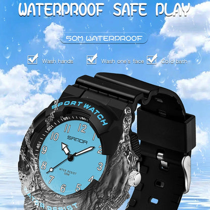 SANDA Small Fresh Digital All-match Waterproof Luminous Student Watch(White Rose Gold) - LED Digital Watches by SANDA | Online Shopping South Africa | PMC Jewellery