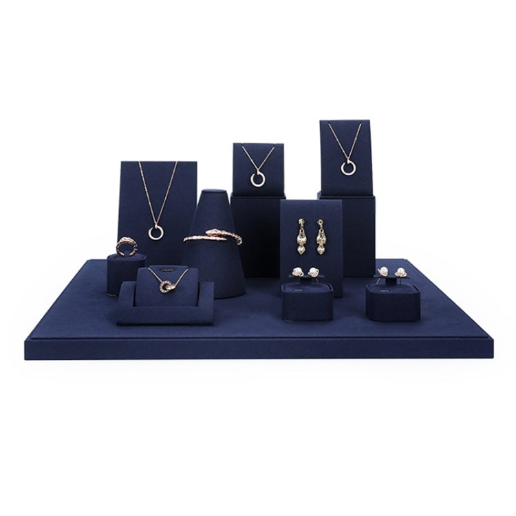 Jewelry Display Props Blue Microfiber Window Necklace Earring Ring Stand Set 8 - Jewelry Storages by PMC Jewellery | Online Shopping South Africa | PMC Jewellery