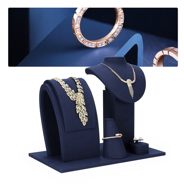 7x6x18cm Necklace Display Stand Jewelry Display Props Blue Microfiber Window Necklace Earring Ring Stand - Jewelry Storages by PMC Jewellery | Online Shopping South Africa | PMC Jewellery