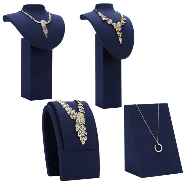 10x7.5x14cm Vertical Necklace Holder Jewelry Display Props Blue Microfiber Window Necklace Earring Ring Stand - Jewelry Storages by PMC Jewellery | Online Shopping South Africa | PMC Jewellery