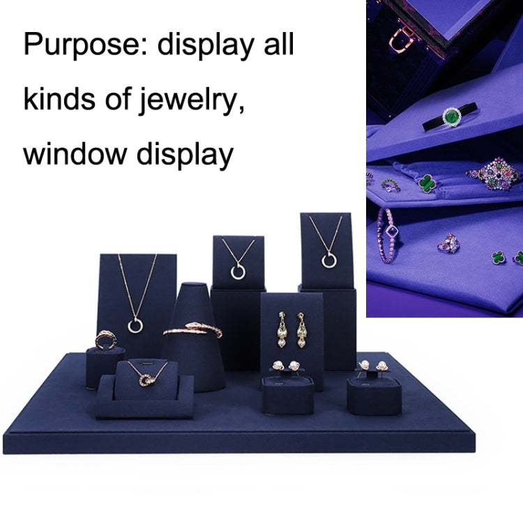 7x8x5.5cm Necklace Holder Jewelry Display Props Blue Microfiber Window Necklace Earring Ring Stand - Jewelry Storages by PMC Jewellery | Online Shopping South Africa | PMC Jewellery