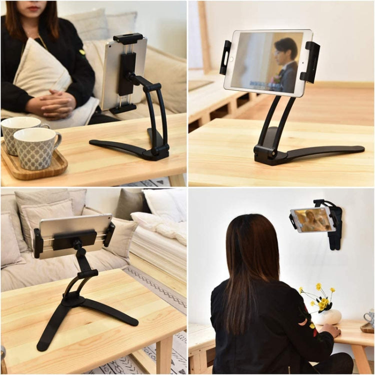 2 In 1 Aluminum Alloy Tablet PC Holder Wall Mount Mobile Phone Holder(Black) - Desktop Holder by PMC Jewellery | Online Shopping South Africa | PMC Jewellery