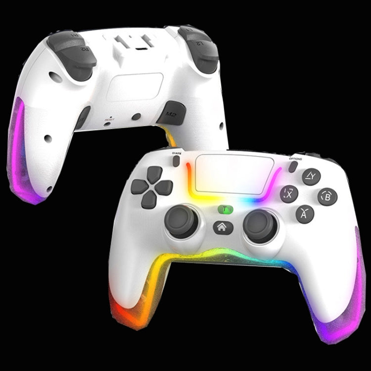 For PS4 Dazzle Color Light Wireless Bluetooth Grip(White) - Gamepads by PMC TechLife | Online Shopping South Africa | PMC TechLife