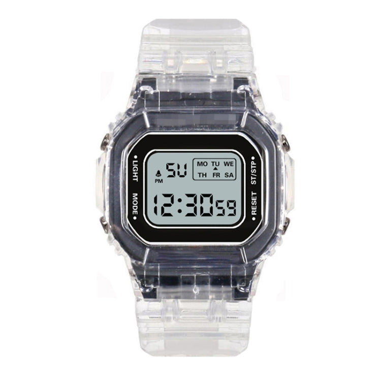 Outdoor Sports Simple Transparent Case Waterproof Luminous Electronic Watch(Transparent Square Black) - Sport Watches by PMC Jewellery | Online Shopping South Africa | PMC Jewellery