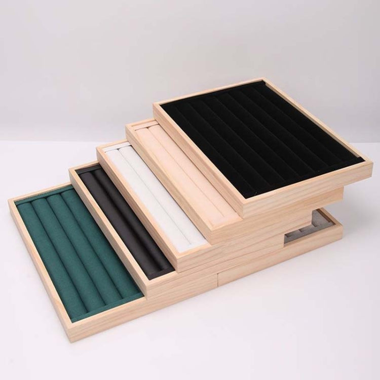 Solid Wooden Velvet Jewelry Display Tray Ring Earring Bracelet Storage And Organization Box, Specification: Medium Ice Flower Velvet - Jewelry Storages by PMC Jewellery | Online Shopping South Africa | PMC Jewellery