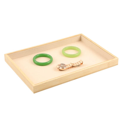 Bamboo Wood Velvet Multi-Functional Jewelry Display Tray Jewelry Storage Box Empty Tray, Style: Velvet (Beige) - Jewelry Storages by PMC Jewellery | Online Shopping South Africa | PMC Jewellery