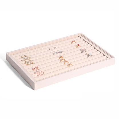 Suede Jewelry Storage Tray Necklace Pendant Bracelet Bangle Display Case, Size: Ring Tray(Beige) - Jewelry Storages by PMC Jewellery | Online Shopping South Africa | PMC Jewellery