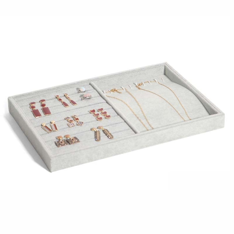 Suede Jewelry Storage Tray Necklace Pendant Bracelet Bangle Display Case, Size: Dual-use Tray(Grey) - Jewelry Storages by PMC Jewellery | Online Shopping South Africa | PMC Jewellery