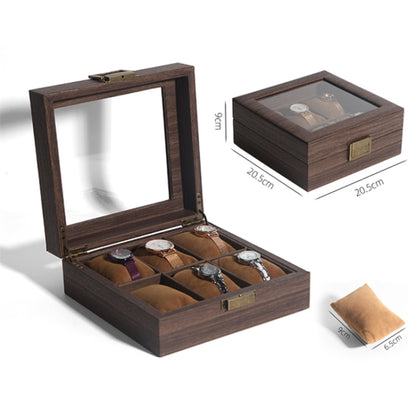 Wood Grain Leather Watch Display Box Watch Storage Case Jewelry Box, Style: 6 Digit Square - Watch Storages by PMC Jewellery | Online Shopping South Africa | PMC Jewellery