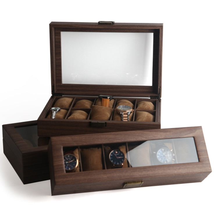 Wood Grain Leather Watch Display Box Watch Storage Case Jewelry Box, Style: 10 Digit Long - Watch Storages by PMC Jewellery | Online Shopping South Africa | PMC Jewellery