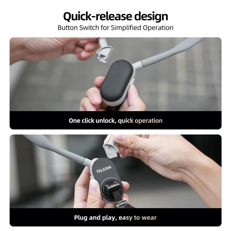 TELESIN Silicone Neck Mount Magnetic Selfie Stick Phone Neck Holder(Gray) - free shipping - PMC TechLife - Order now!