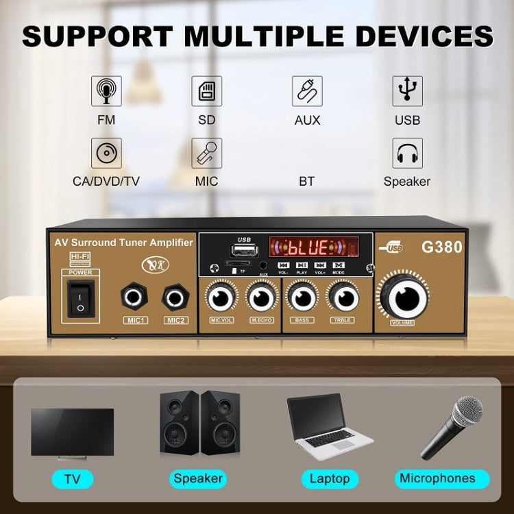 Car High-power Bluetooth Plug-in Card Digital Smart Amplifier(US Plug) - Car Amplifiers by PMC TechLife | Online Shopping South Africa | PMC TechLife