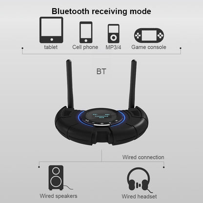 TX800 Optical Fiber Bluetooth 5.0 Transmitter Receiver Audio Adapter with Dual Antennas & OLED Display - Audio Receiver Transmitter by PMC Jewellery | Online Shopping South Africa | PMC Jewellery