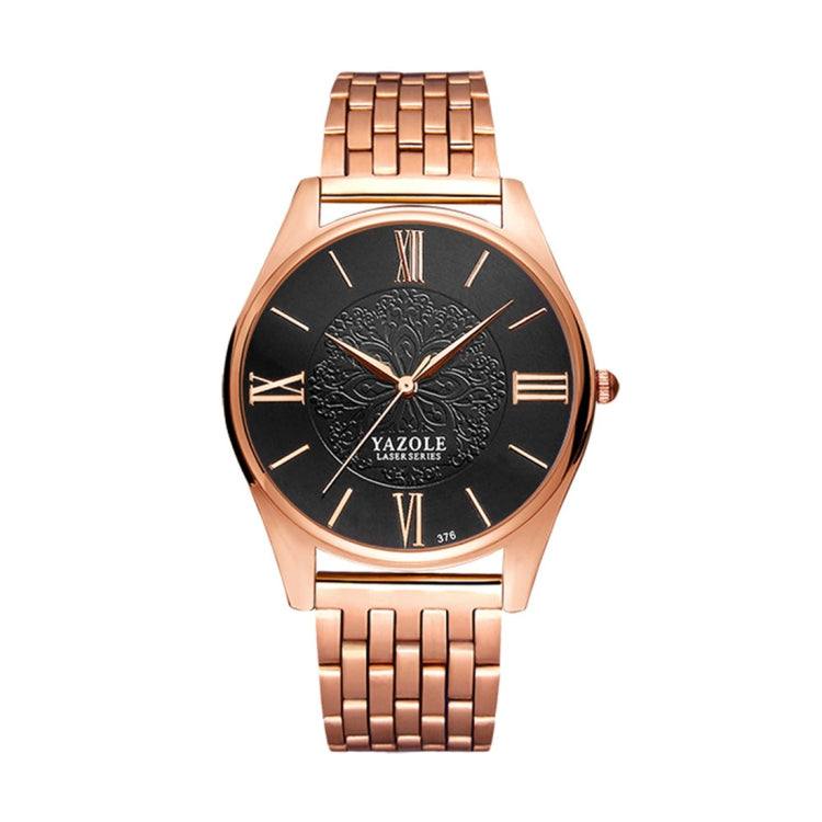 YAZOLE 376 Men Fashion Business Steel Strap Band Quartz Wrist Watch (Black) - Metal Strap Watches by YAZOLE | Online Shopping South Africa | PMC Jewellery | Buy Now Pay Later Mobicred