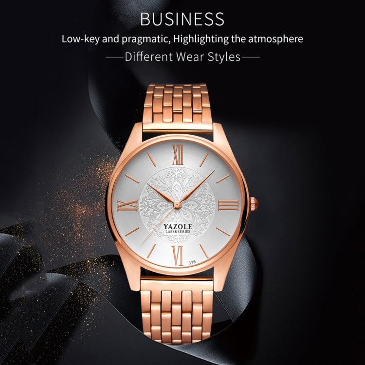 YAZOLE 376 Men Fashion Business Steel Strap Band Quartz Wrist Watch (Black) - Metal Strap Watches by YAZOLE | Online Shopping South Africa | PMC Jewellery | Buy Now Pay Later Mobicred