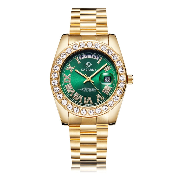 CAGARNY 6866 Fashion Life Waterproof Gold Steel Band Quartz Watch (Green) - Metal Strap Watches by CAGARNY | Online Shopping South Africa | PMC Jewellery | Buy Now Pay Later Mobicred