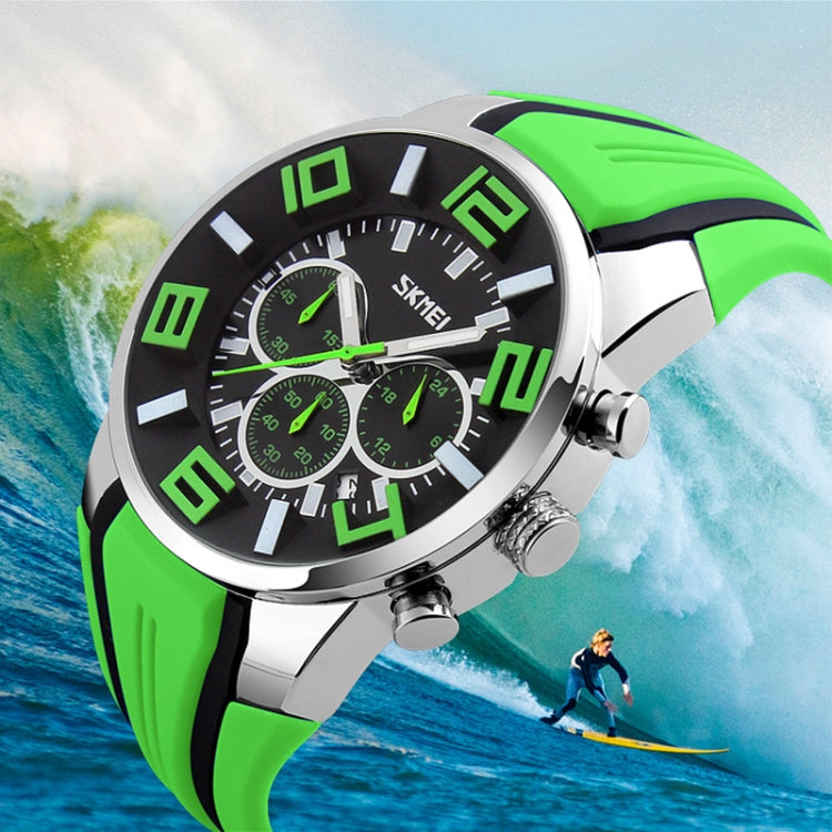 SKMEI 9128 Fashion Multifunctional 3D Large Dial Sports Wristwatch 30m Waterproof Quartz Watch(Green) - Sport Watches by SKMEI | Online Shopping South Africa | PMC Jewellery | Buy Now Pay Later Mobicred