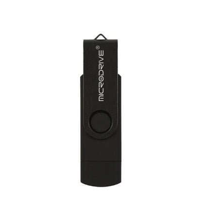 MicroDrive 8GB USB 2.0 Phone and Computer Dual-use Rotary OTG Metal U Disk (Black) - USB Flash Drives by MicroDrive | Online Shopping South Africa | PMC Jewellery | Buy Now Pay Later Mobicred