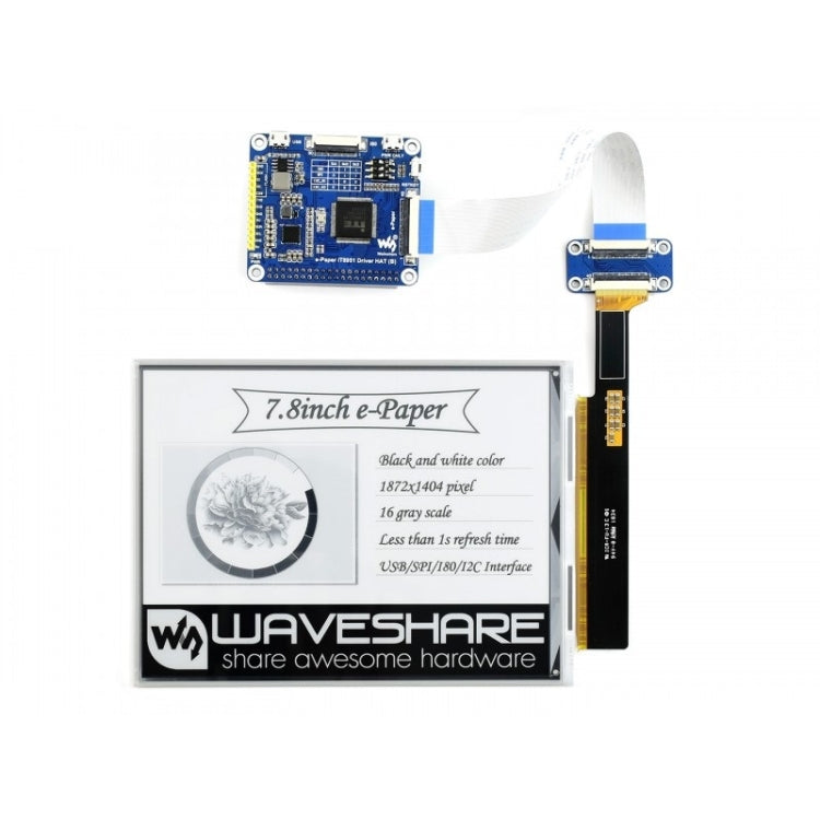 Waveshare 7.8 inch 1872x 1404 E-Ink Display HAT for Raspberry Pi - free shipping - PMC TechLife - Order now!